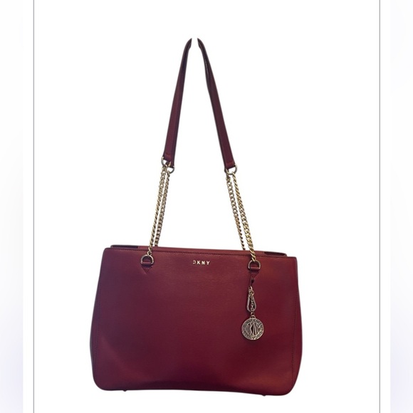 EUC DKNY RED Leather Shoulder Bag - Picture 1 of 13
